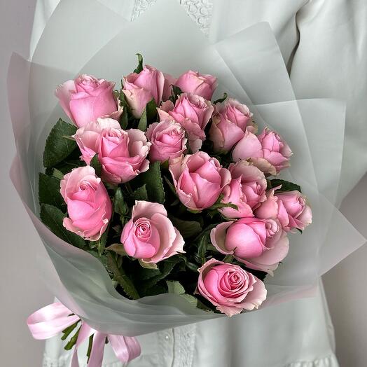 Розовые Розы 15 шт