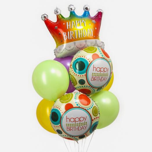 Сет «Happy Birthday. Корона градиент», 9шт