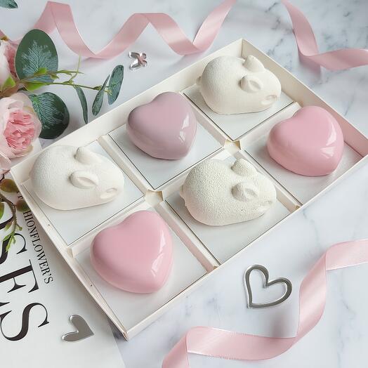 Mousse cakes 6 pieces rabbits and hearts As a gift to your girlfriend, mom, girlfriend, sister