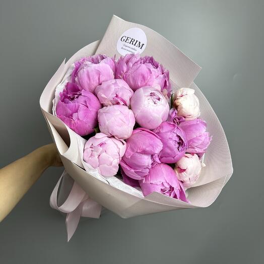 Пионы 13 штук микс