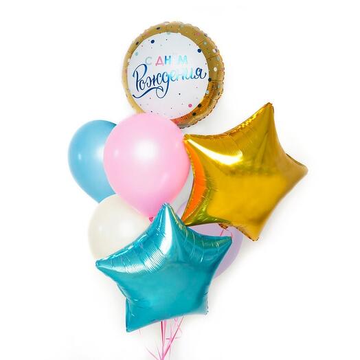 🎈Набор шаров «С днем рождения»/3 Фольгированные/4латексные/Доставка Уфа/Цветы Уфа