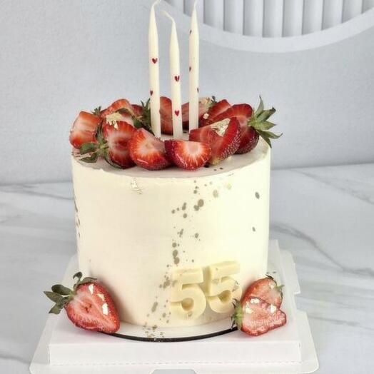 Cake with strawberries and berries as a gift