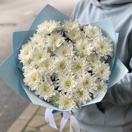 Букет белых кустовых хризантем Балтика, 9 шт