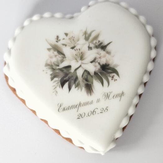 Пряничное свадебное приглашение Сердце