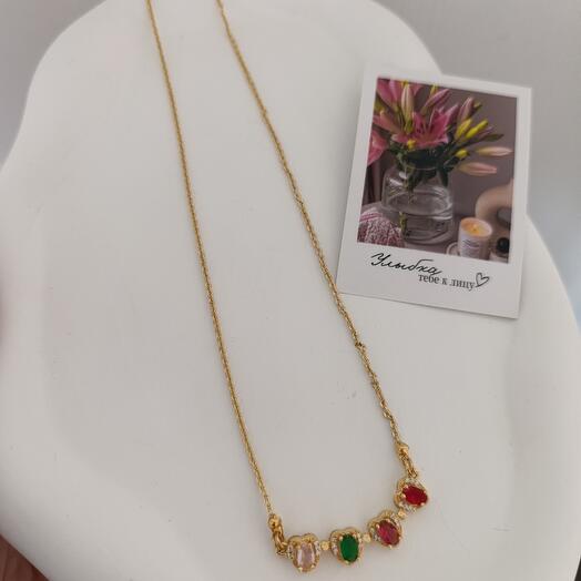 Подвеска с цветными фианитами