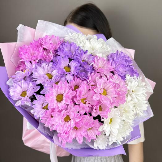 Микс разноцветных хризантем 🤍🩷💜