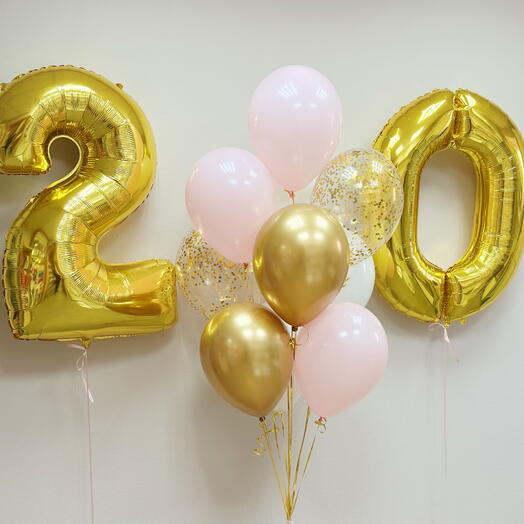 Набор Шаров с цифрами goldpink20