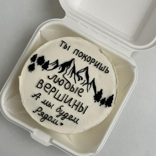 Бенто торт с надписью "Ты покоришь любые вершины", торт для девушки, торт для парня, торт для мужа, торт для подруги