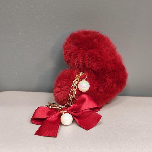 Брелок мягкий красное сердце