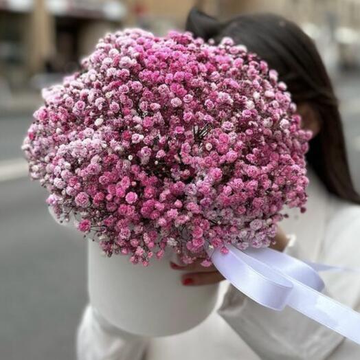 Коробочка из розовых гипсофил 🌸