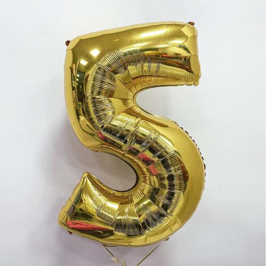 Шар Цифра 5 золото