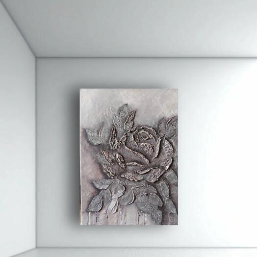 Картина интерьерная фактурная цветы в бежевых тонах