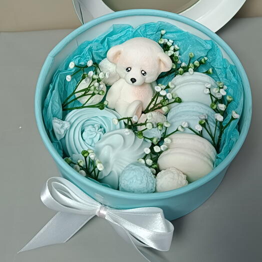 Подарок из мыла  Мишка в коробке Тиффани