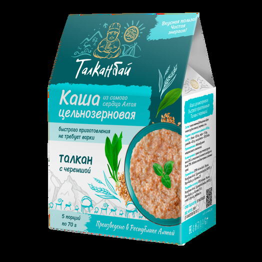 Каша цельнозерновая быстрого приготовления ТАЛКАН С ЧЕРЕМШОЙ, 350 гр