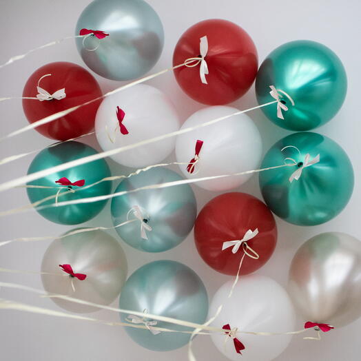 Воздушные шары с бантиками «Christmas Time» без грузика | 14 шаров