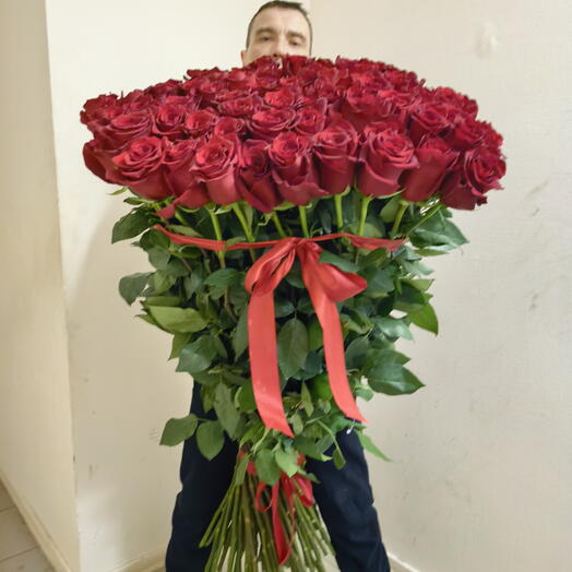 Розы Гиганты 101 штука 130 см