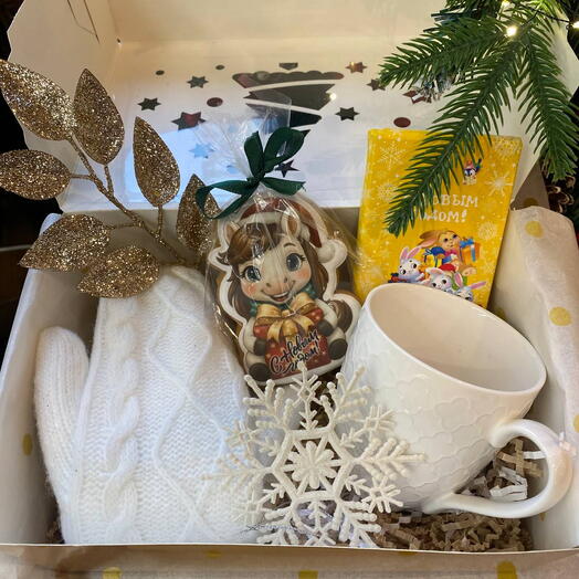 Подарочный Новогодний набор 5 предметов Тёплые Поздравления