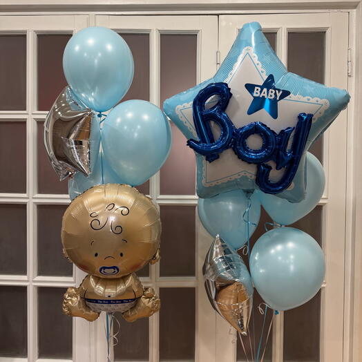 Воздушные шары на выписку мальчик 10шт. Helium balloons It s a boy 10 pcs