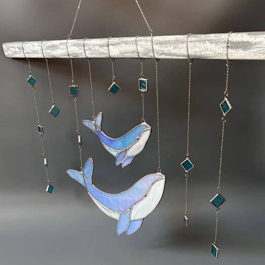 Витражная композиция «Киты»