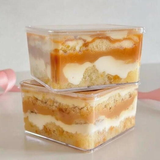 Кейк бокс 2 шт, cake in box, торт в боксе, саке to go карамель-банан