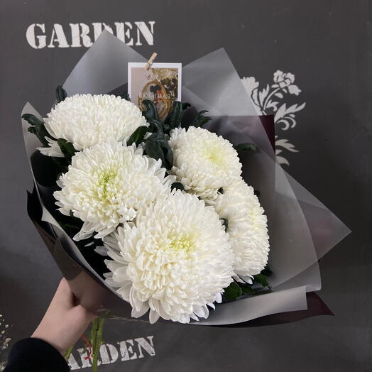 Хризантемы с открыткой