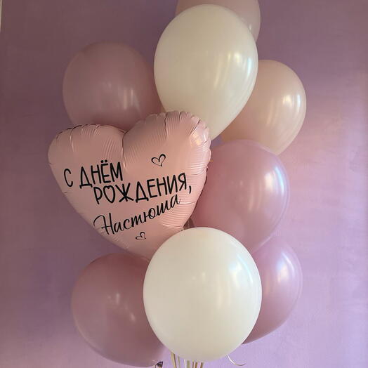 Фонтан из гелиевых шаров «Пудровый»