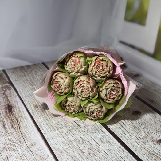 Букет из свечей "Пионы" 7 шт на 14 февраля / 8 марта