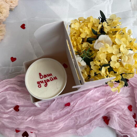 Набор Cake to go + стабилизированные цветы