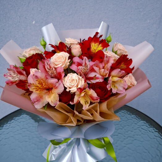 Roses and alstroemeria