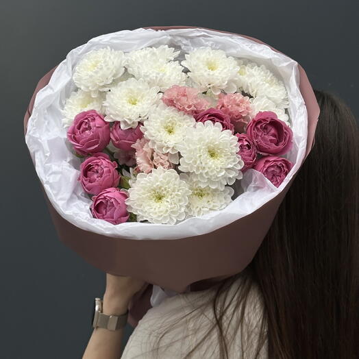 Сборный букет 💐 / кустовые розы., хризантема, эустома