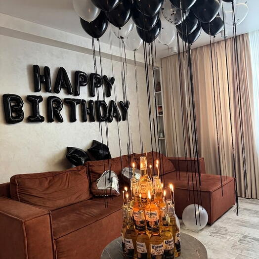 Black Balloon   Corona Beer Tower Birthday Celebration Set