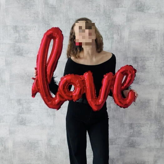 Love фольгированный шар, длина 106 см, высота 65 см