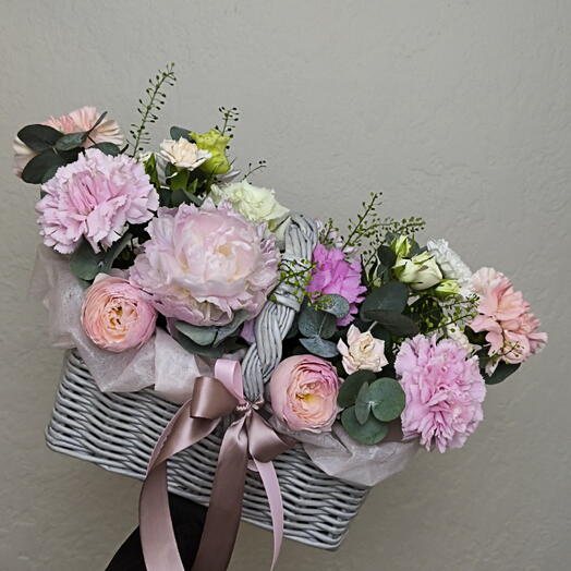 Композиция в корзине с пионом 🌸