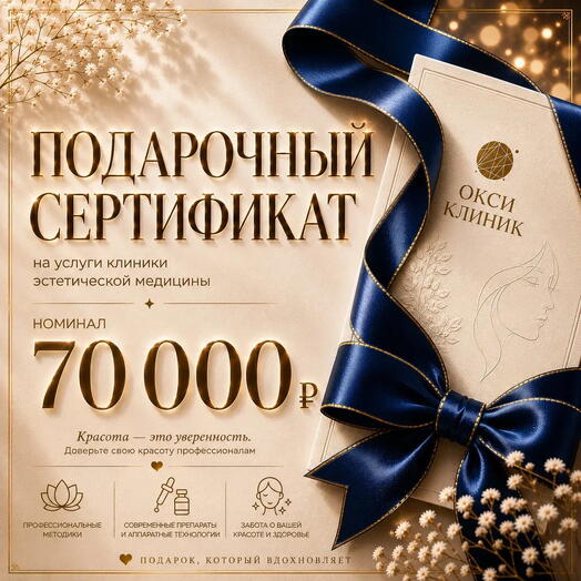 Сертификат на 70 000 рублей в клинику эстетической косметологии
