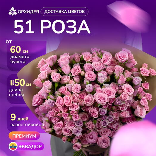 51 кустовая роза "Лав Лидия"