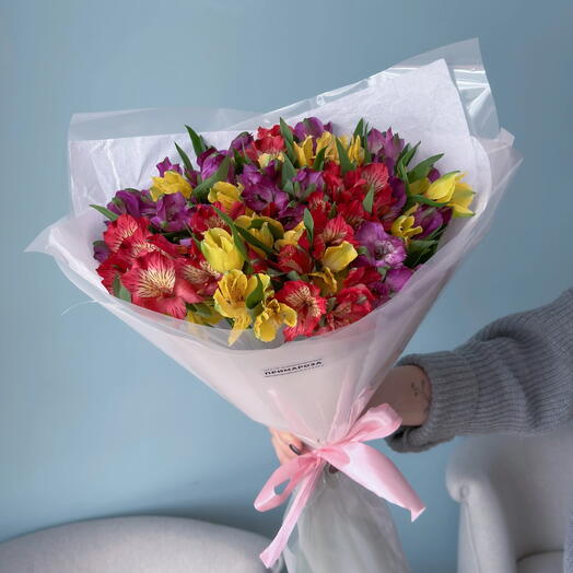 Букет из 19 разноцветных альстромерий «Яркое настроение»💐 40635