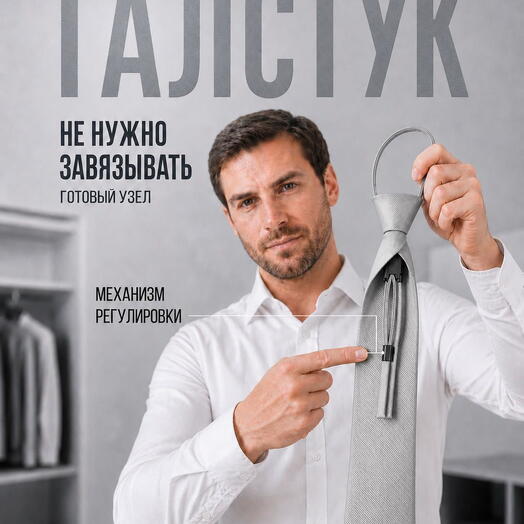 Галстук мужской серый меланж узкий регат на затяжке с готовым узлом в полоску
