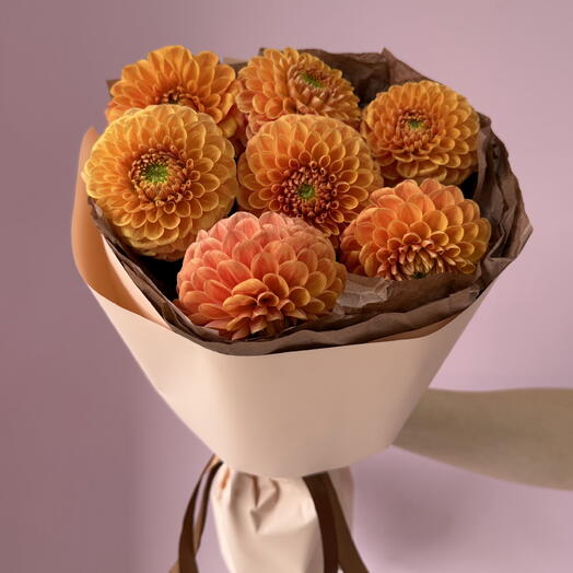 Персиковый монобукет из георгин 🧡🍑