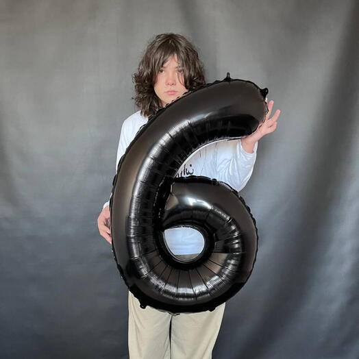 Шар цифра чёрная 6