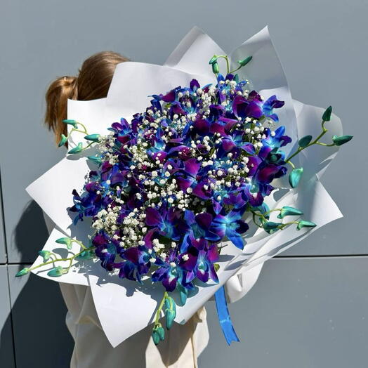 Букет Космические орхидеи с гипсофилой. Авторский букет 301. Leora Flowers дом цветочной моды