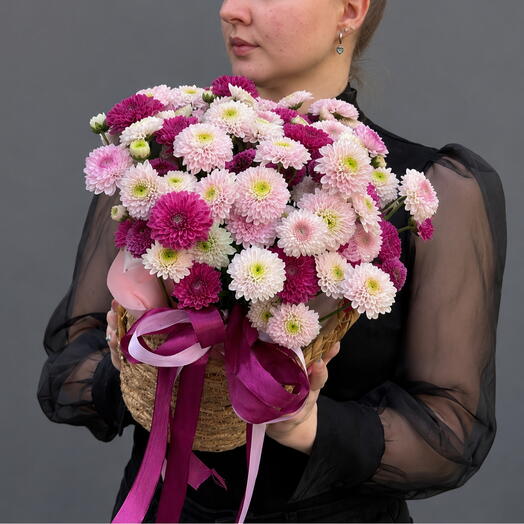 Осенняя Корзина с дубками ( хризантема )