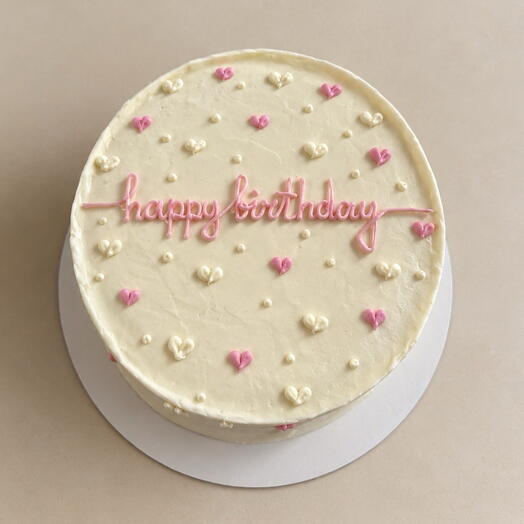 Торт на 4-5 порций, с сердечками, happy birthday