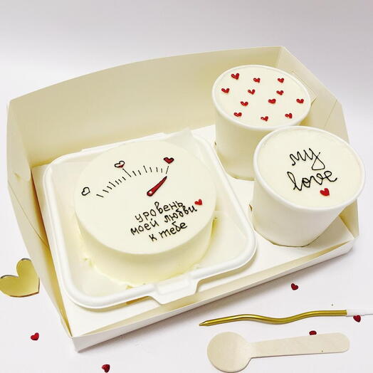 Бенто торт My love и стаканчики to go