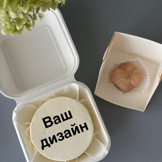 Бенто Ваш дизайн и корпусное пирожное Попкорн, трендовые десерты, на праздник, на день рождения, в подарок