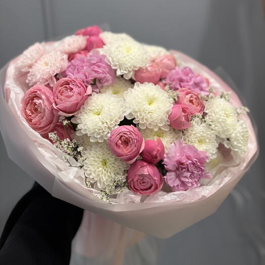 Нежный букет с пионовидными розами Сильва Пинк 💕🩷🌸