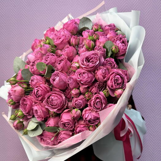 Большой букет из роз 🥰. 19 пионовидных роз Мисти Баблс на День рождения 😍