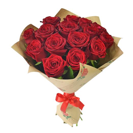 Bouquet of 15 red roses 50 cm in craft