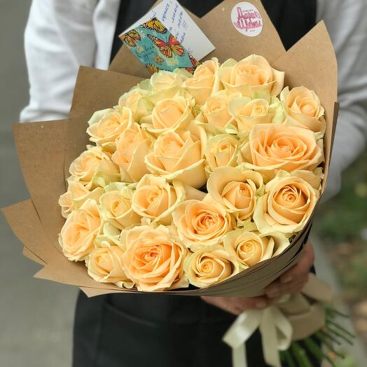25pcs peach roses