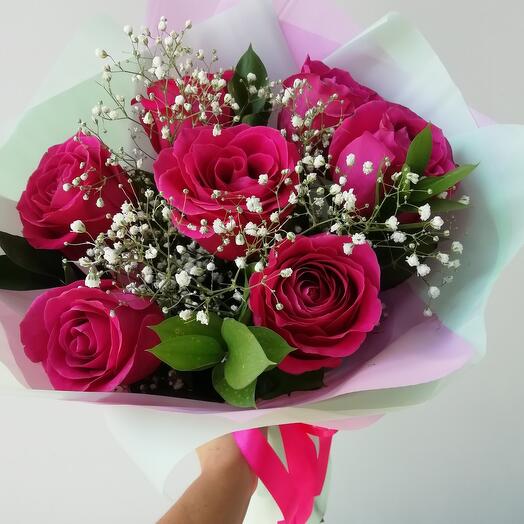 Ramo" para el favorito " rosa, gypsophila, ruskus