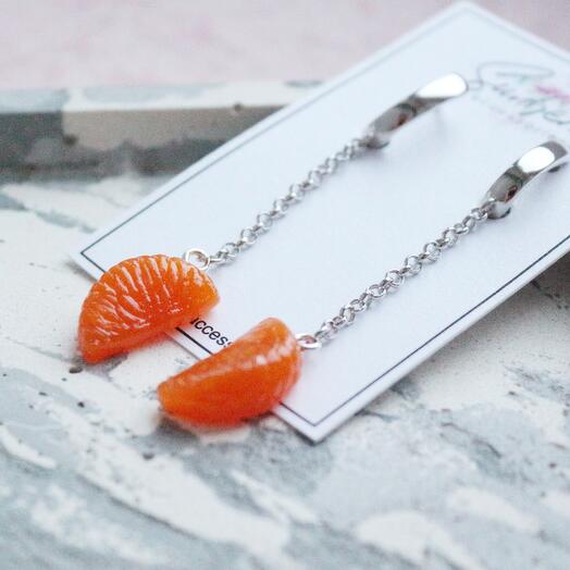 Pendientes con gajos de mandarina